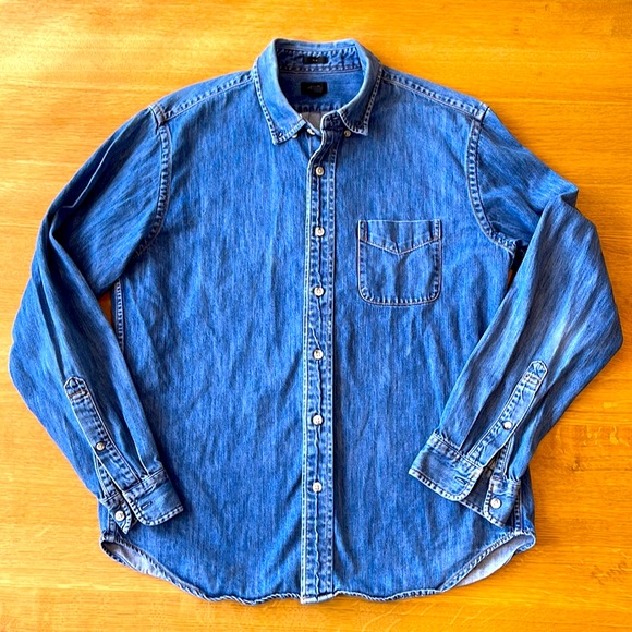 JCrew Mid-Weight Slim Shirt, Medium Dark Denim Large - Picture 2 of 6